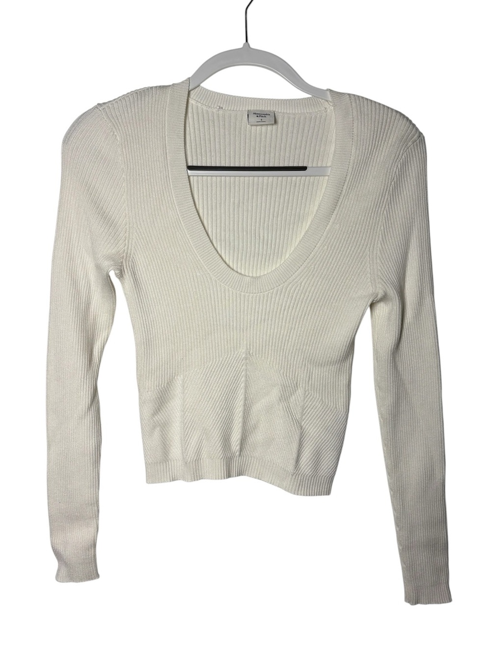 Abercrombie & Fitch Ribbed Scoop Neck Fitted Long Sleeve Sweater S